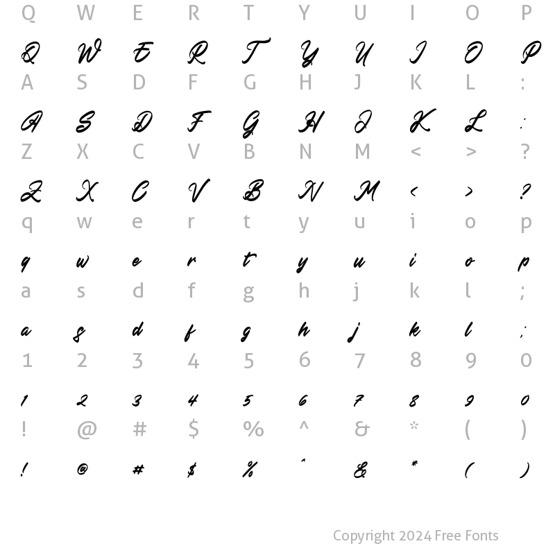 Character Map of Amsterdam Lentteria Italic