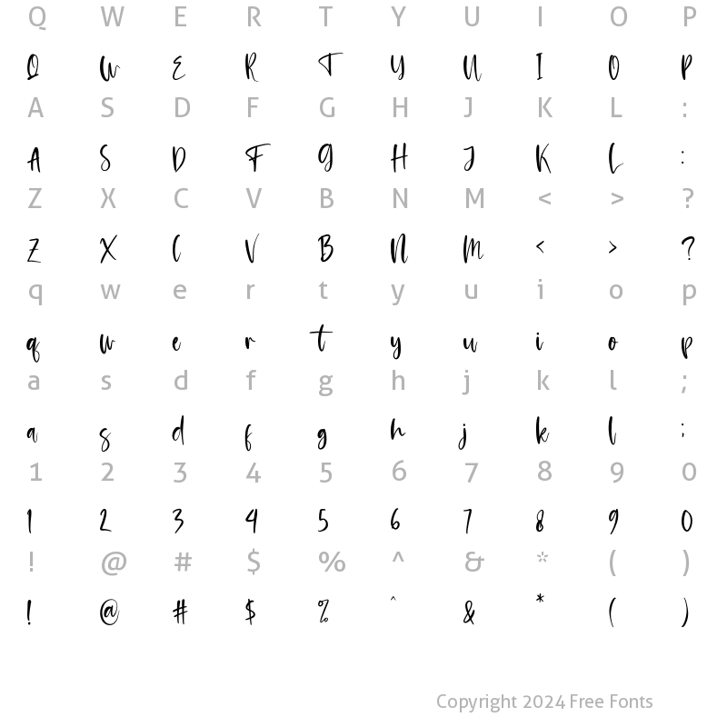 Character Map of Amsterdam Morning Regular