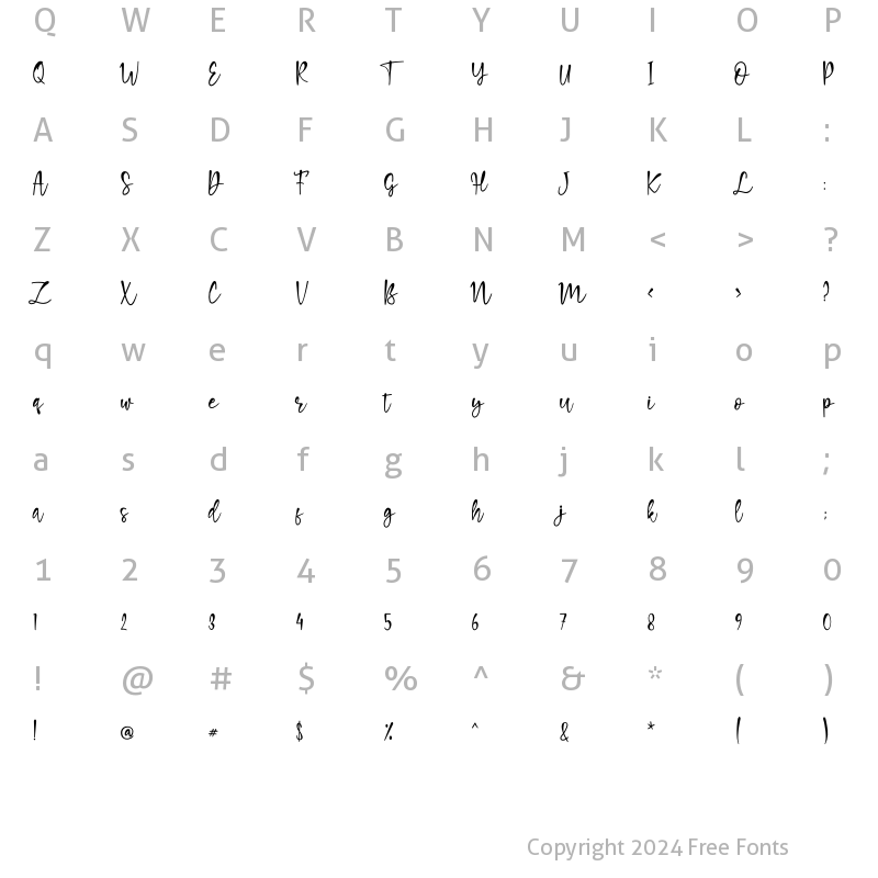 Character Map of Amsterdam Rain Regular