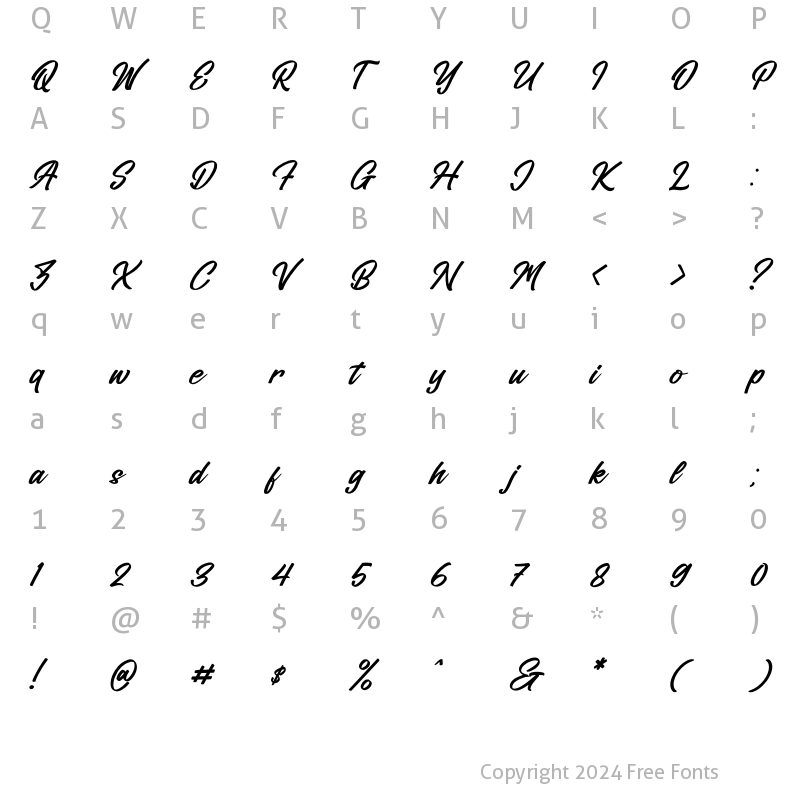 Character Map of Amsterdam Traveling Italic