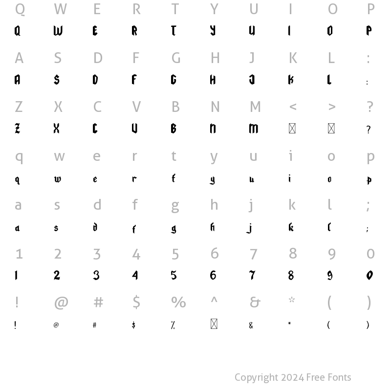 Character Map of Amsterdam Way Regular