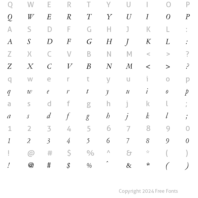 Character Map of AmsterdamerGaramont RegularItalic