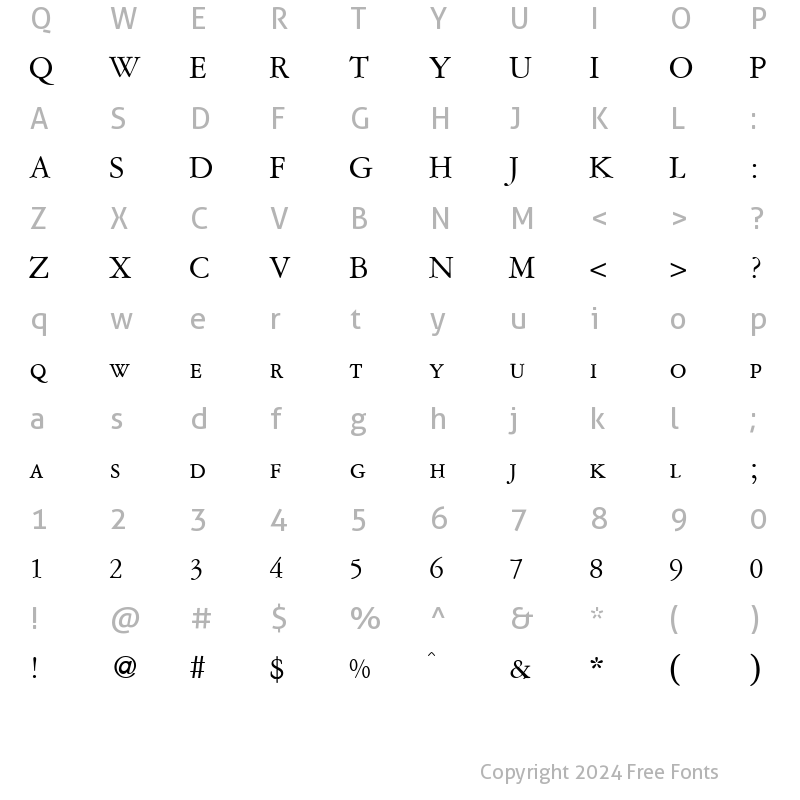 Character Map of AmsterdamerGaramontSmc Regular