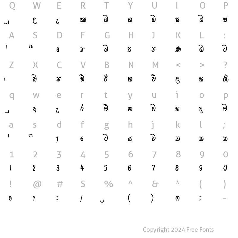 Character Map of amsTharu ams