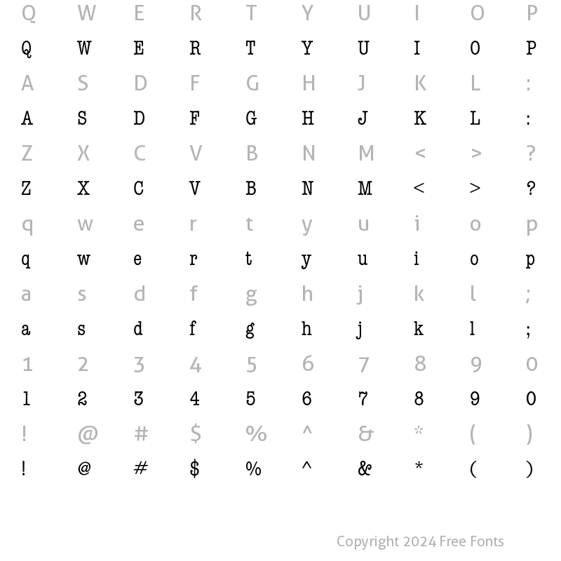 Character Map of AmTypewriterEF MedCond Regular