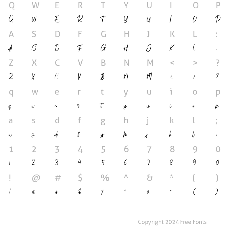 Character Map of Anadego Regular