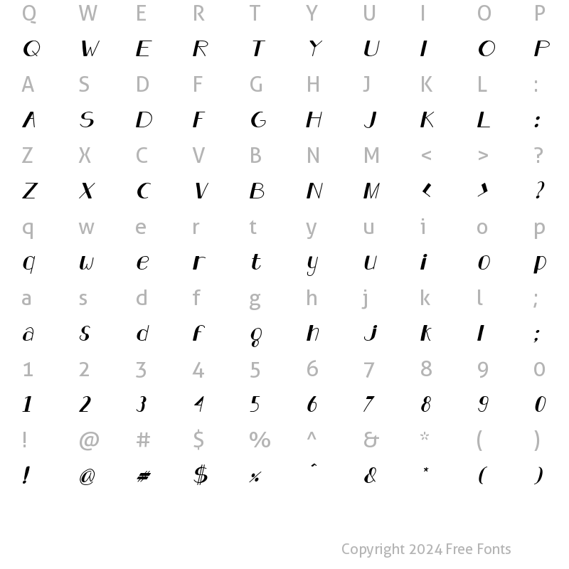 Character Map of Analeigh Clean Italic