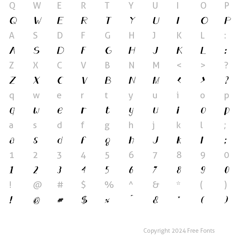 Character Map of Analeigh Rough Italic