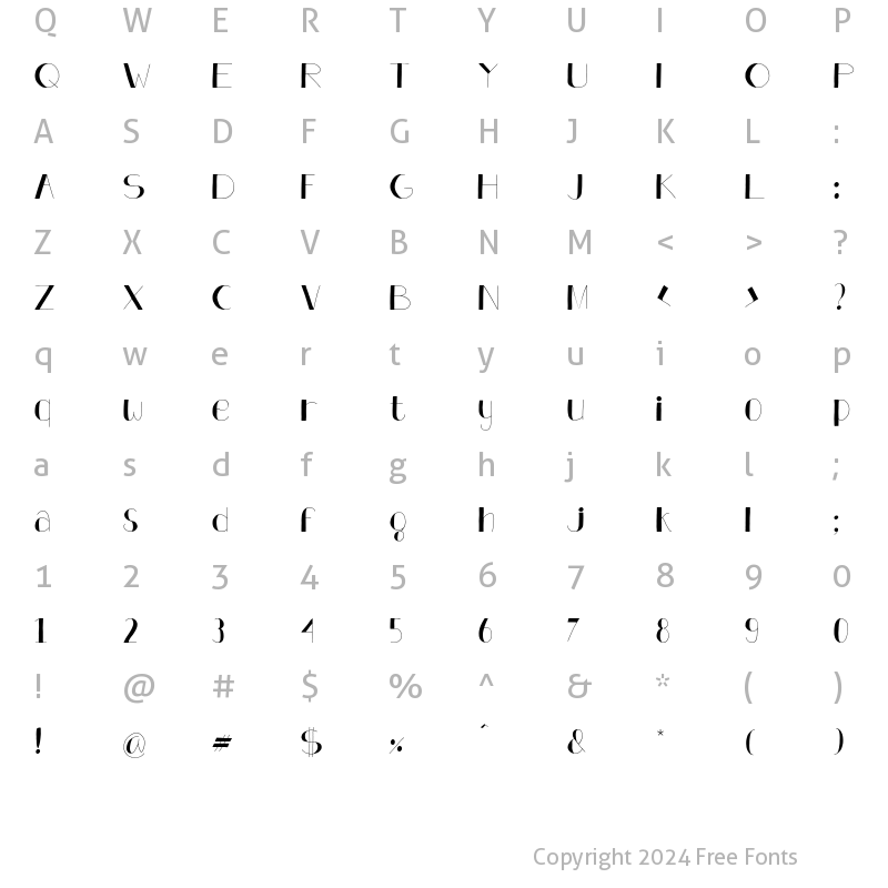 Character Map of Analeigh Thin Regular