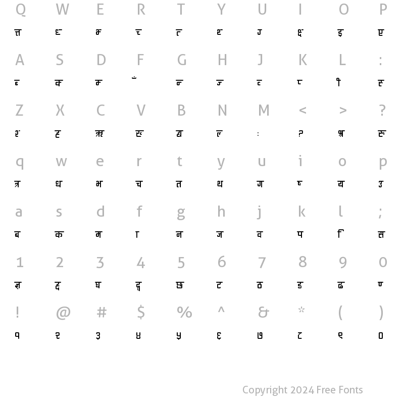 Character Map of Ananda Devanagari Round Regular