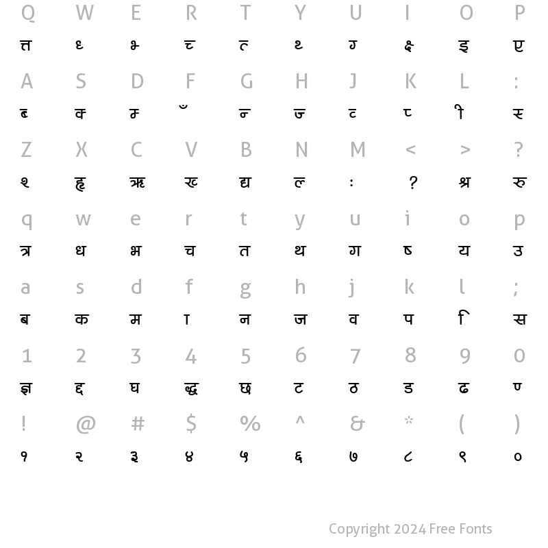 Character Map of Ananda Lipi Bold Bt Regular