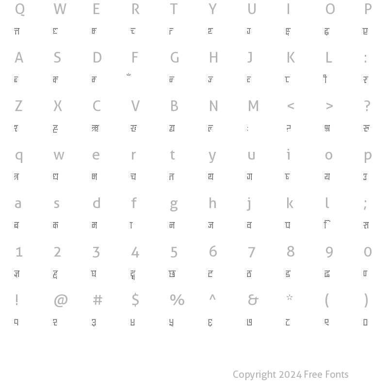 Character Map of Ananda Thopla Regular