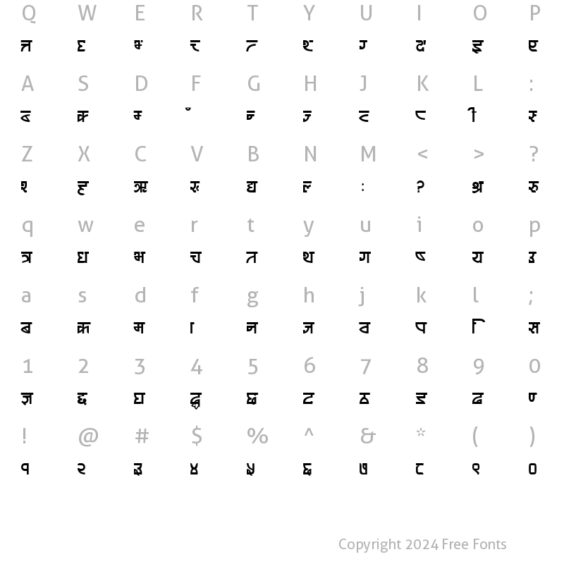 Character Map of AnandaSansar Regular