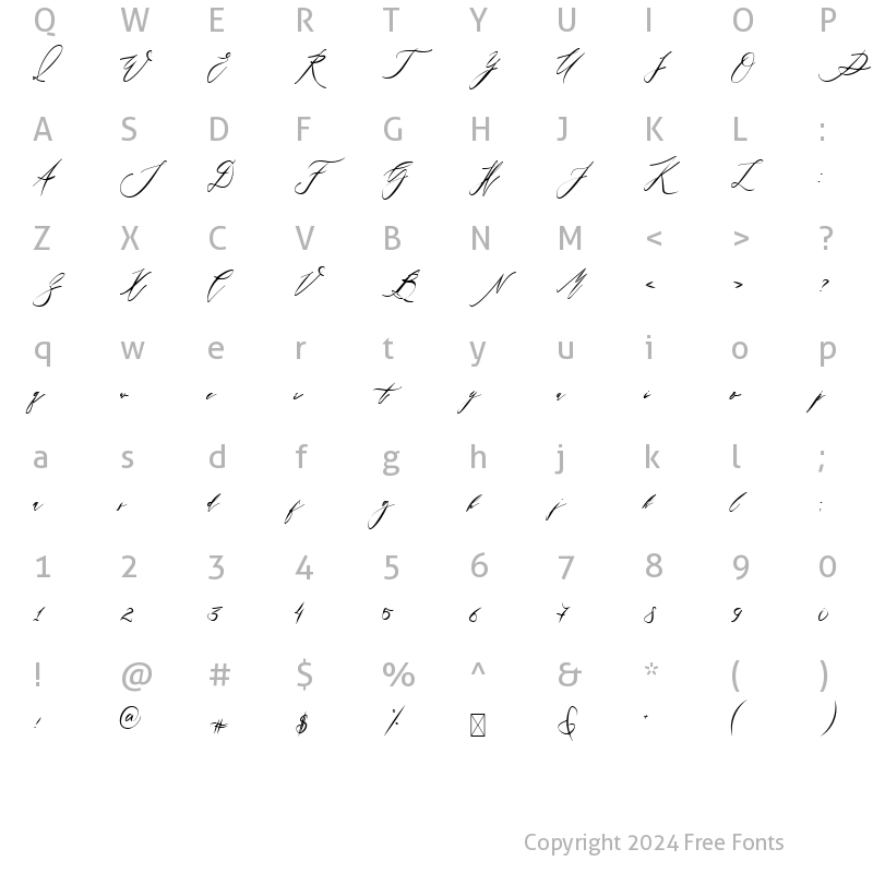 Character Map of Anantasya Regular