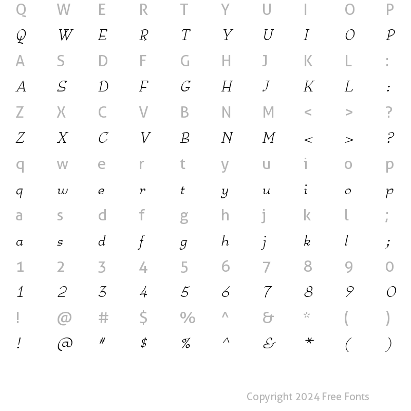 Character Map of Anarckhie Italic