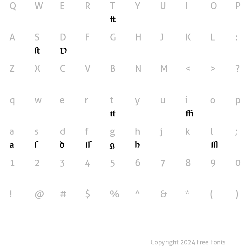 Character Map of Anasdair LT Std BoldAlt