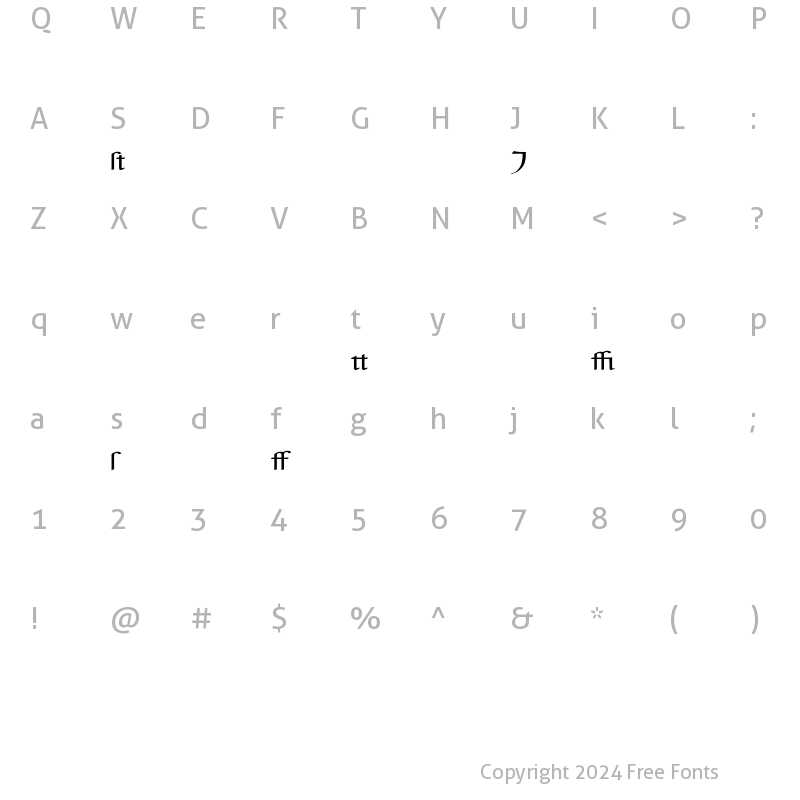 Character Map of Anasdair LT Std RegularAlt