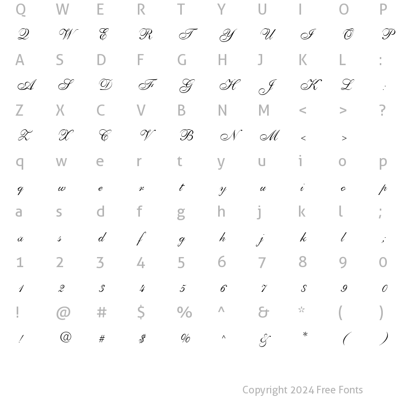 Character Map of AnastasiaScript Regular