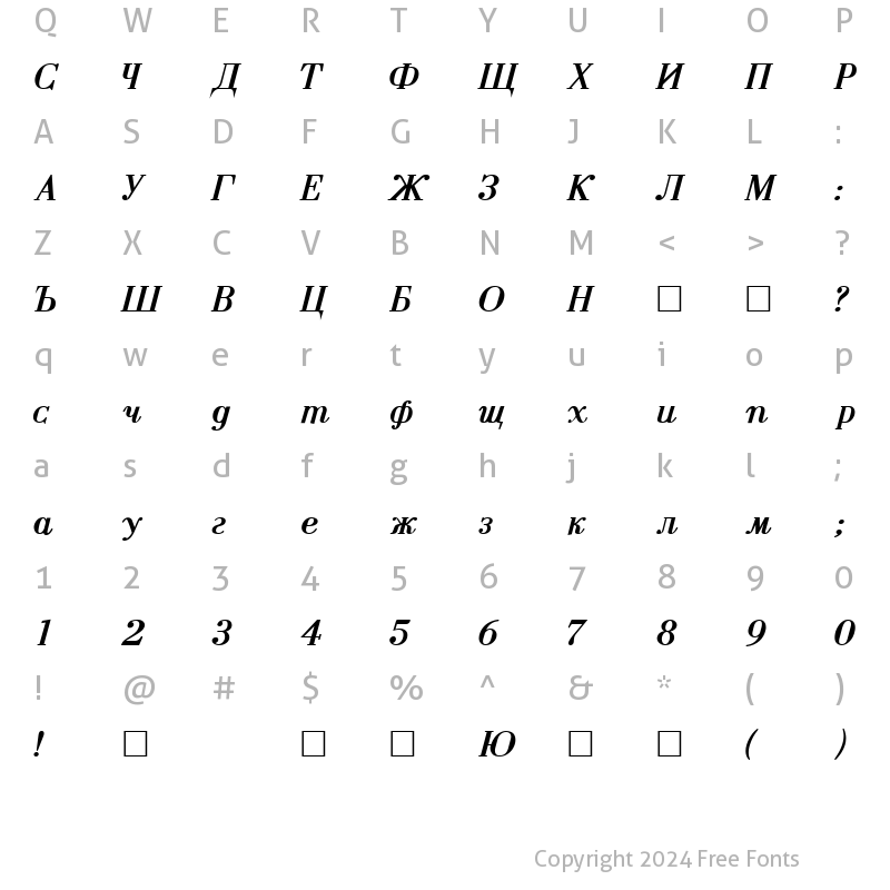 Character Map of AnastasiaSSK Bold Italic