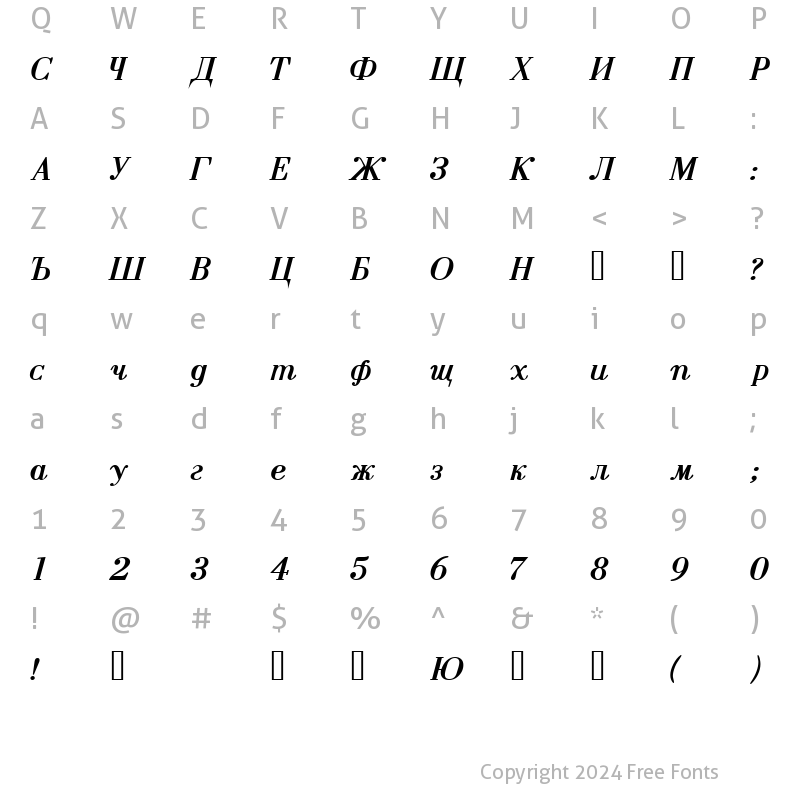 Character Map of AnastasiaSSK BoldItalic