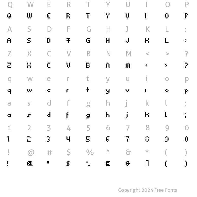 Character Map of Anasthesia Regular