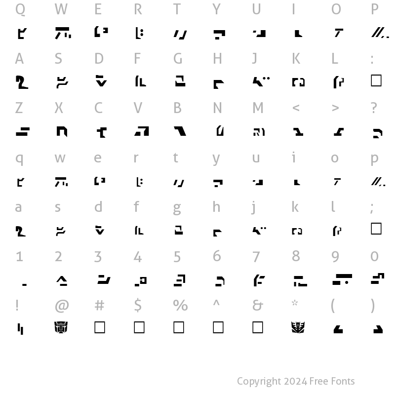 Character Map of Ancient Autobot Normal