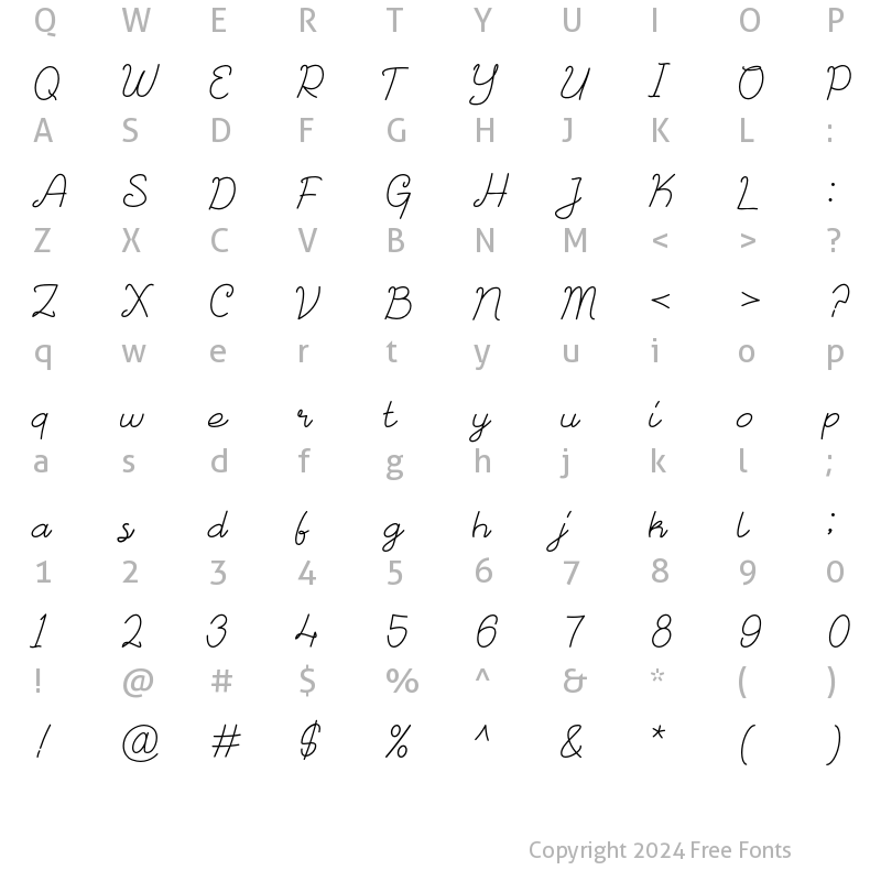 Character Map of Ancient Flower Regular