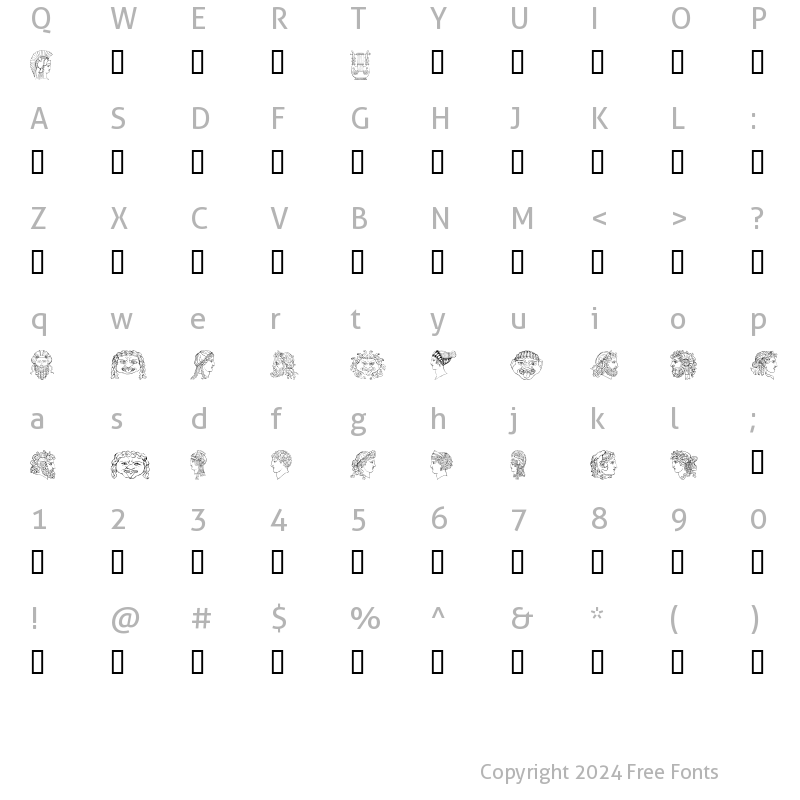 Character Map of Ancient Heads Regular