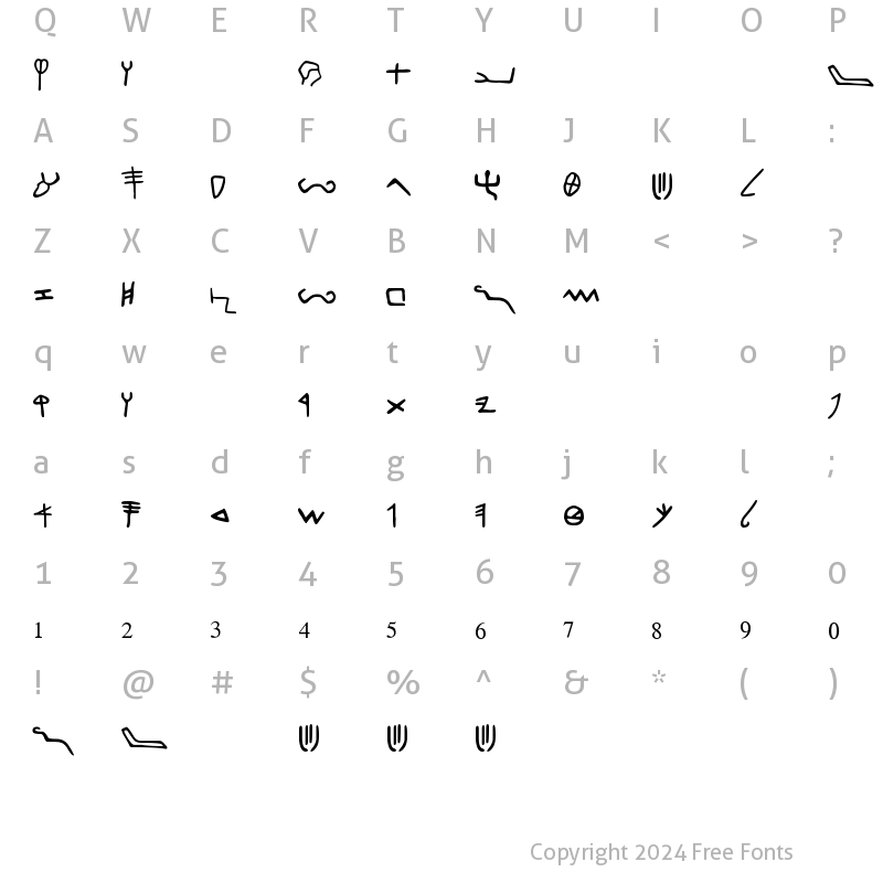 Character Map of Ancient Hebrew 2 Regular