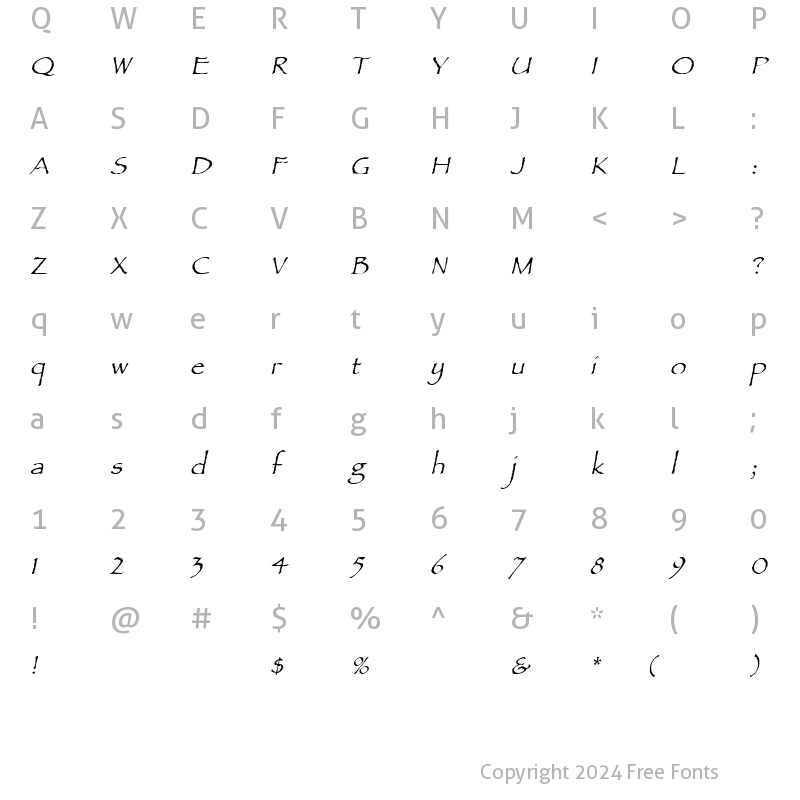 Character Map of AncientScript Italic