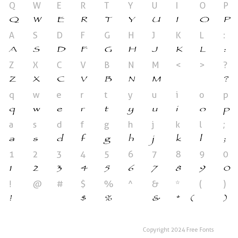 Character Map of AncientScriptExtended Italic