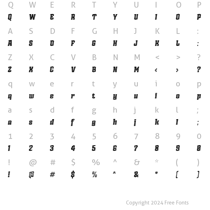 Character Map of AncoaSlanted-BlackInline Regular