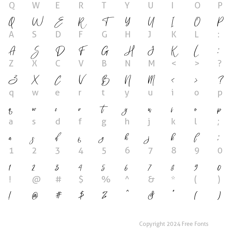 Character Map of Andalusia Italic