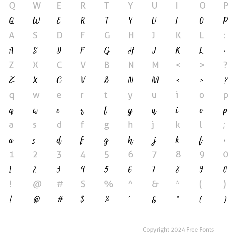 Character Map of Andaman Italic