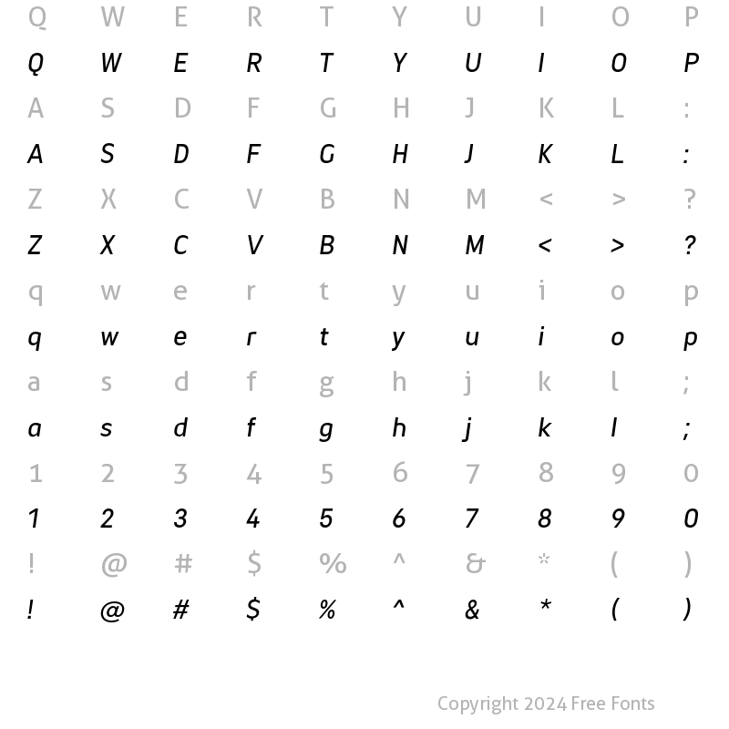 Character Map of AndanteText-MediumItalic Regular