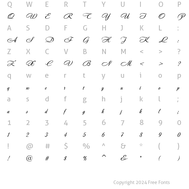 Character Map of AndantinoJF Regular