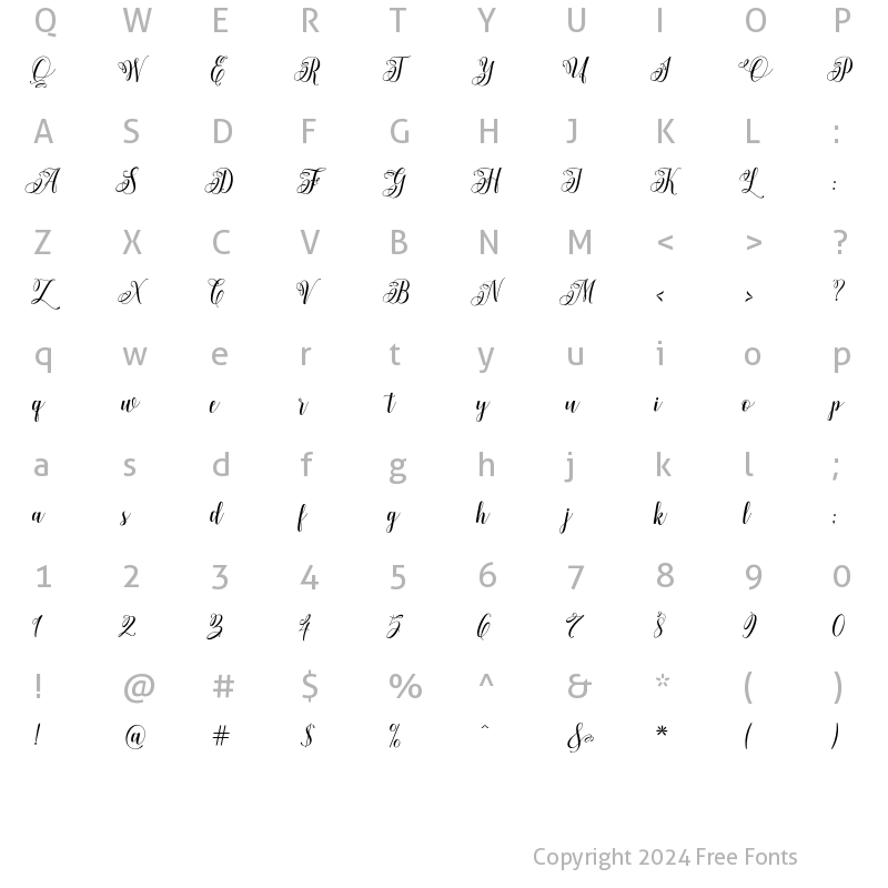 Character Map of Andara Script Regular