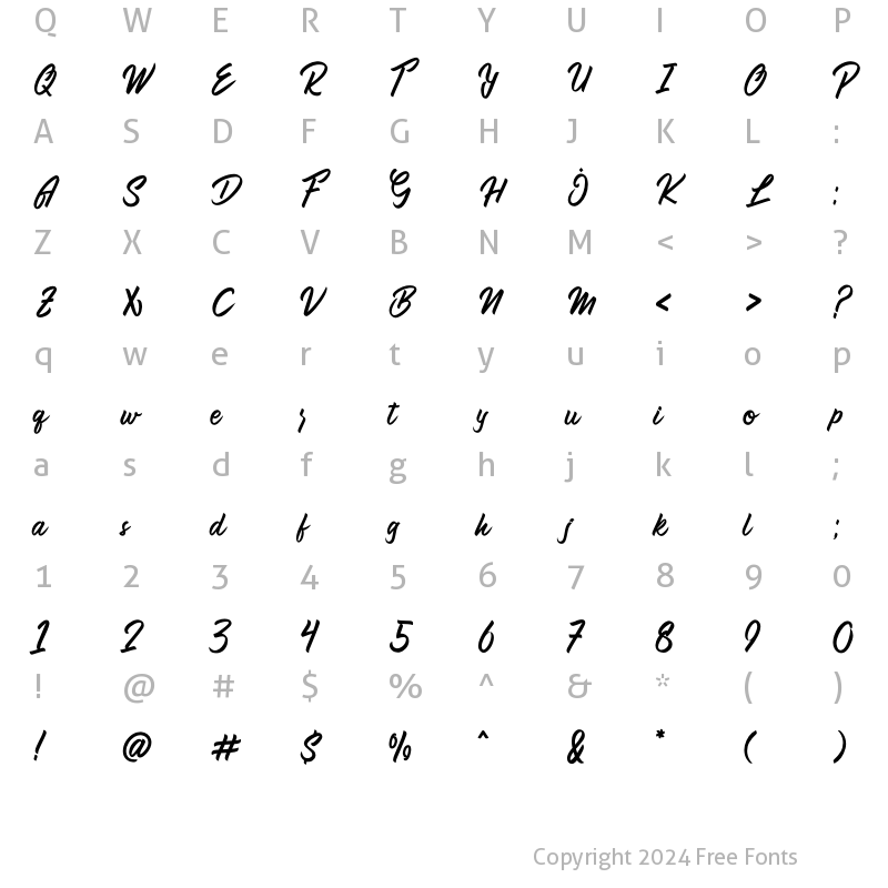 Character Map of Anderik Regular