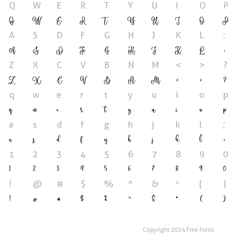 Character Map of Anderosa Regular