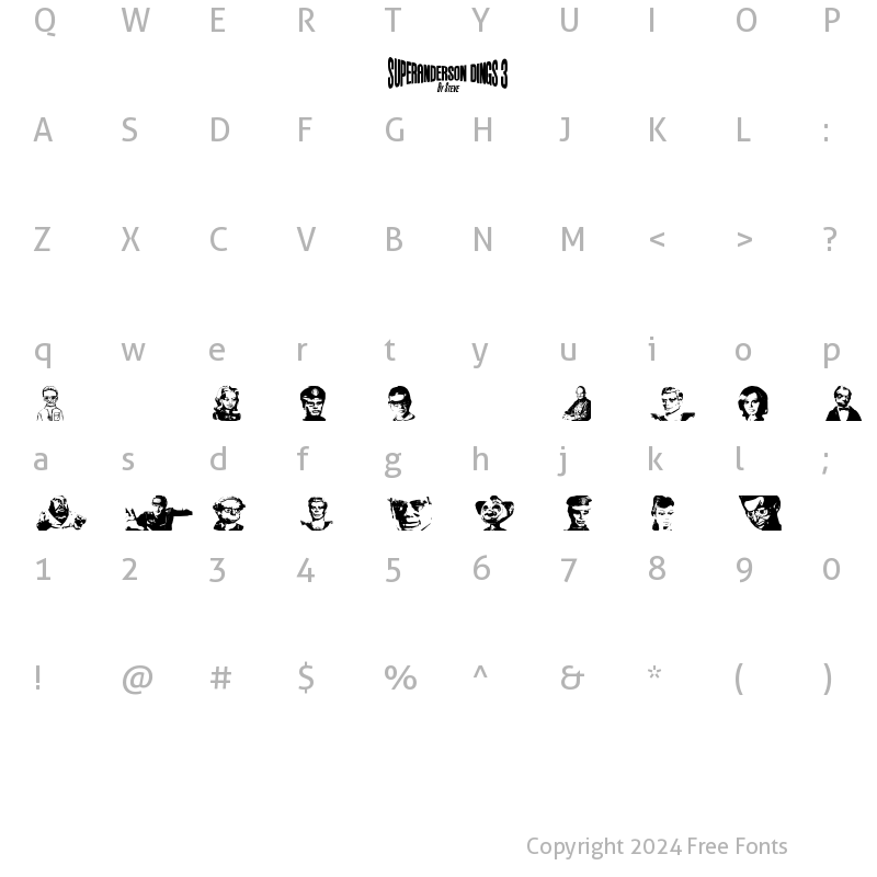 Character Map of Anderson Dings 3 Regular