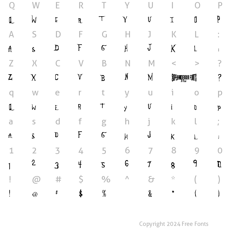 Character Map of Anderson Family Regular