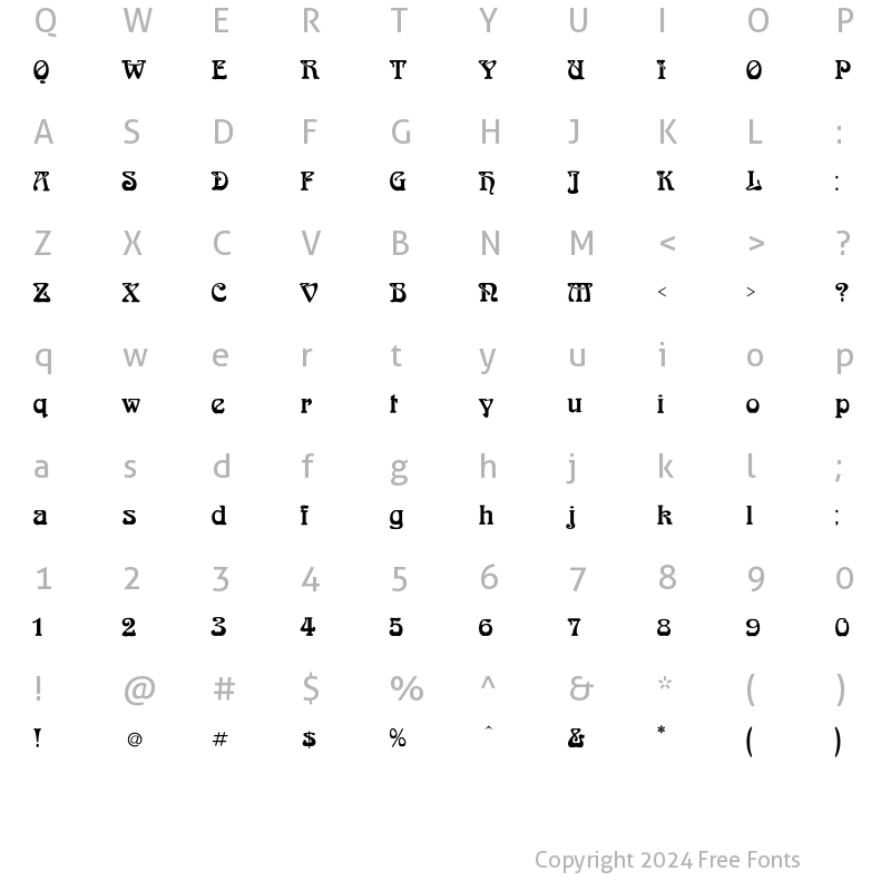 Character Map of Anderson Regular