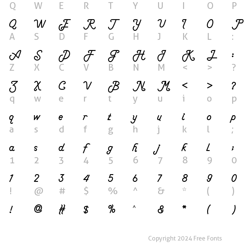 Character Map of Anderson Silfa Regular