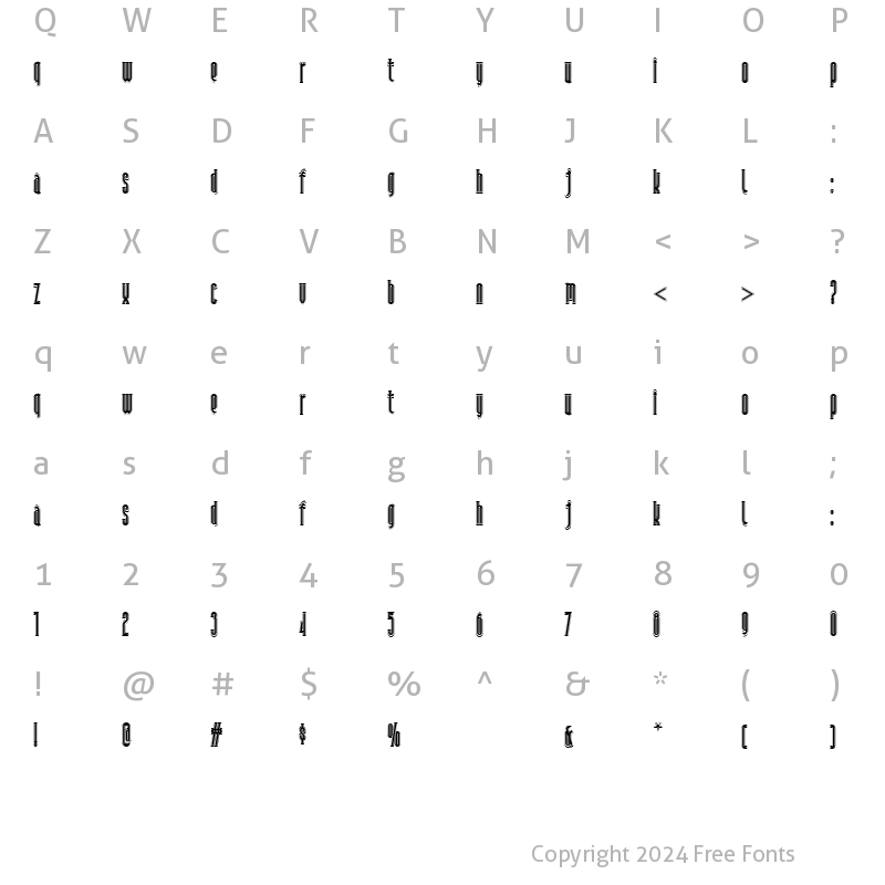 Character Map of Andiron Outline NF Regular