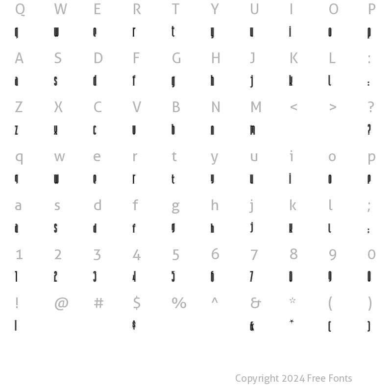 Character Map of AndironOutline Regular