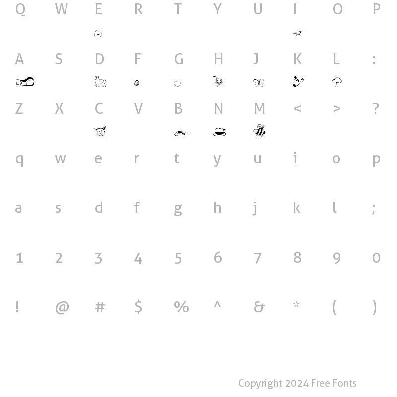 Character Map of Andi's Critters Regular