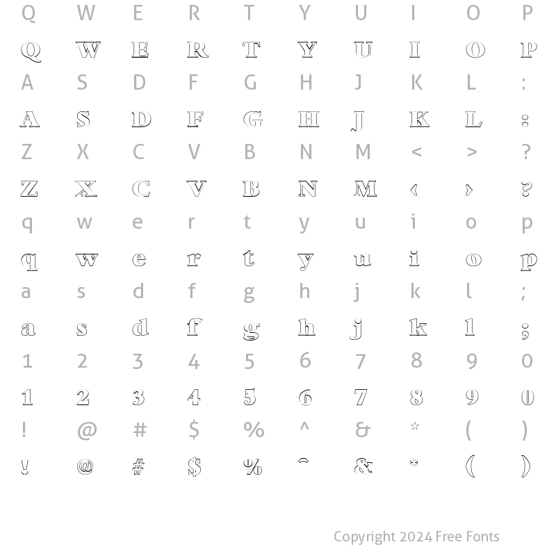 Character Map of AndrewBeckerOutline-Heavy Regular