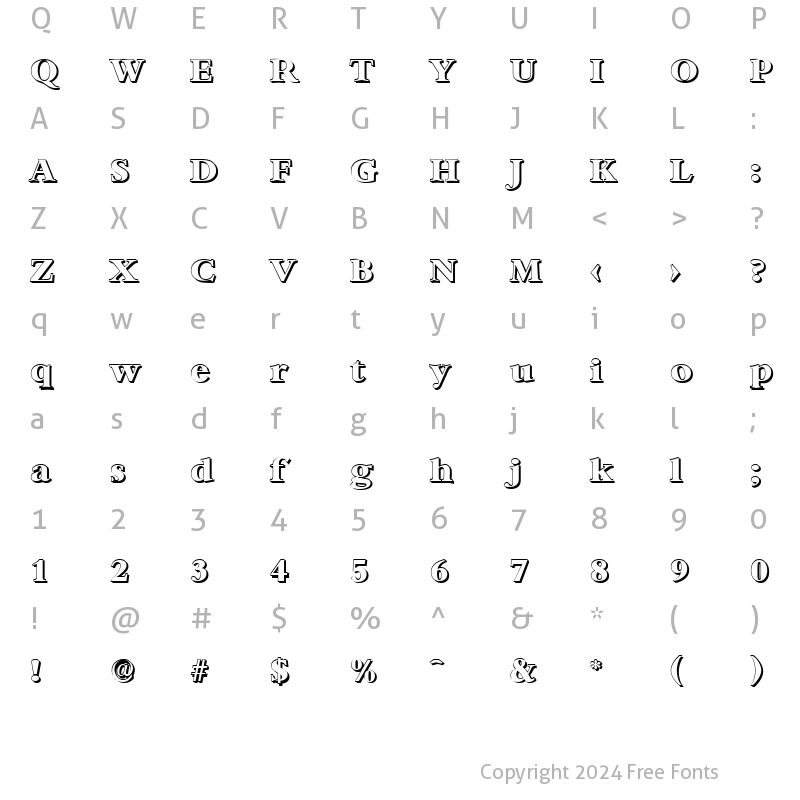 Character Map of AndrewBeckerShadow-ExtraBold Regular