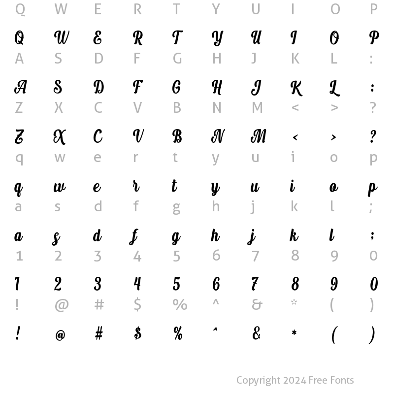 Character Map of Andriani Regular