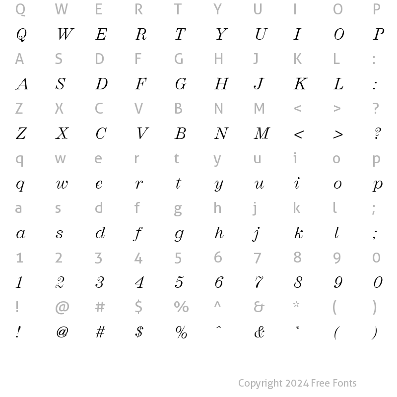Character Map of Andrich Italic